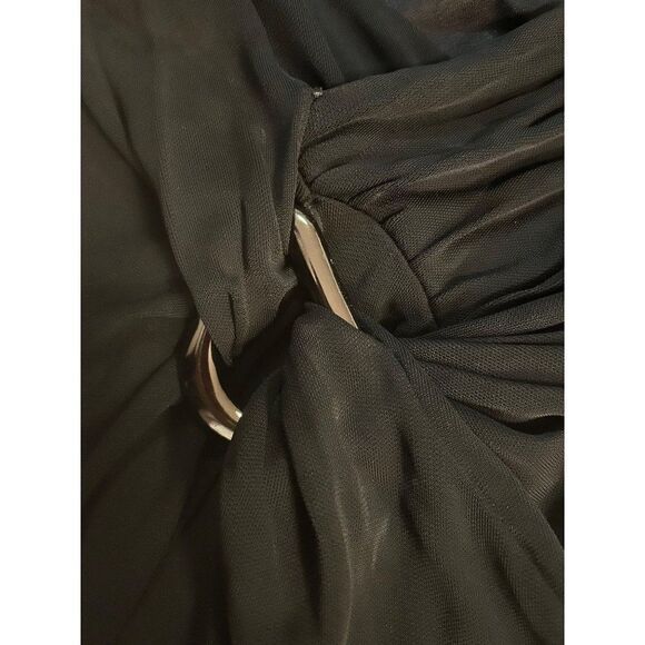 Halston Heritage Black Evening Gown Mesh Sleeves Size 2 - Picture 5 of 5